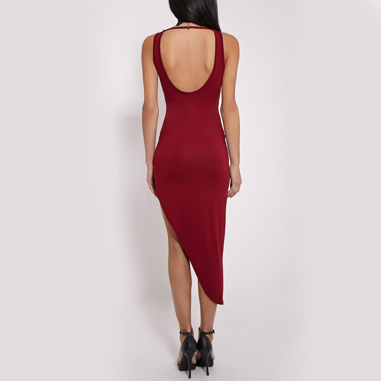 非対称スクープバックドレス婦人服の夏2015衣類メーカーの海外仕入れ・メーカー・工場
