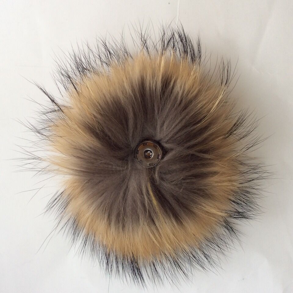 pom racoon fur pom pom beanie pom racoon Fur beanie large hat Pom Poms pom with hat with hat  pom
