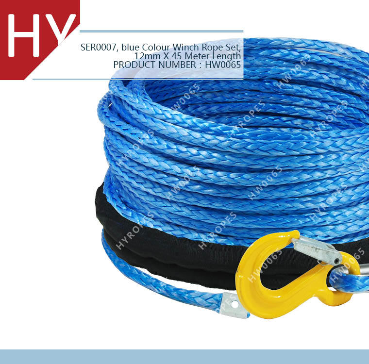 12mm 220v electric synthetic lifting hoist pulling winch ropeFibra