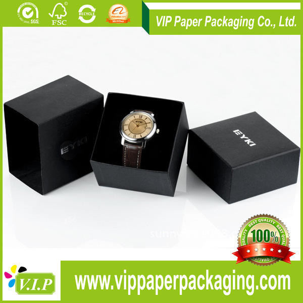 name 2015 high quality custom paper black gift watch box  size
