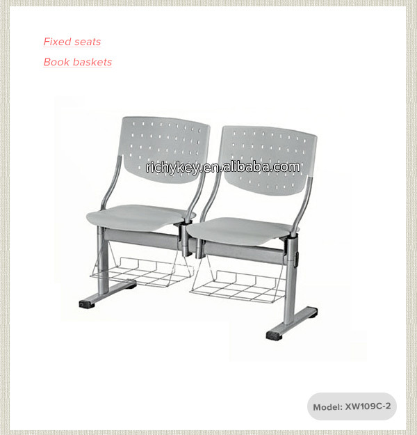 3- 人乗り短期大学・大学の学生・腕ビームの椅子タブレット付き折り畳み式の座席、 黒仕入れ・メーカー・工場