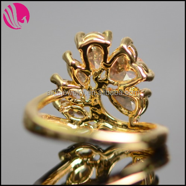 ファッションクリスタルシャンパンジルコンリングダイヤモンドの花の真鍮メッキ金問屋・仕入れ・卸・卸売り