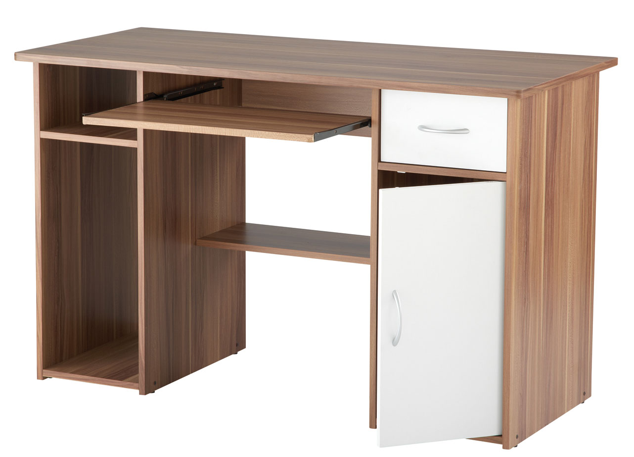 Witte melamine spaanplaat computer tafel afmetingen met lade en ...