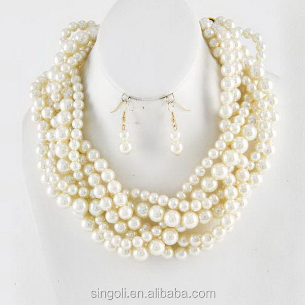 Cream Pearl Twist Necklace Pearl Necklaceand Earrings Sets Loom