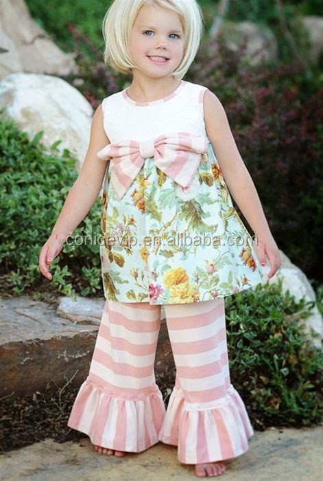 新しいスタイルの子供服卸売バルク安い中国生まれたばかりの赤ちゃんの女の子の服のセットの子供ブティックの服フリルが付いている仕入れ・メーカー・工場