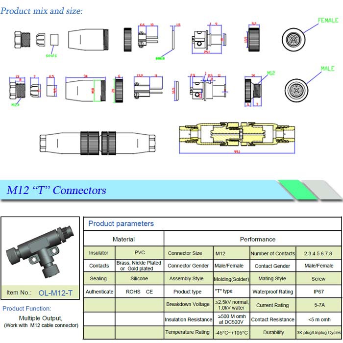 オスメス丸型ip67m12コネクタ5ピン仕入れ・メーカー・工場