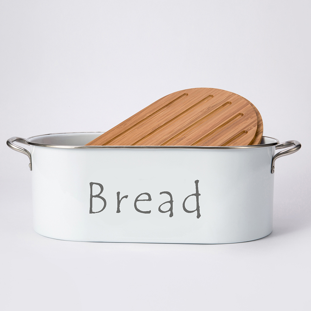 Cheap White Metal Bread Container With Cutting Board Buy Bread