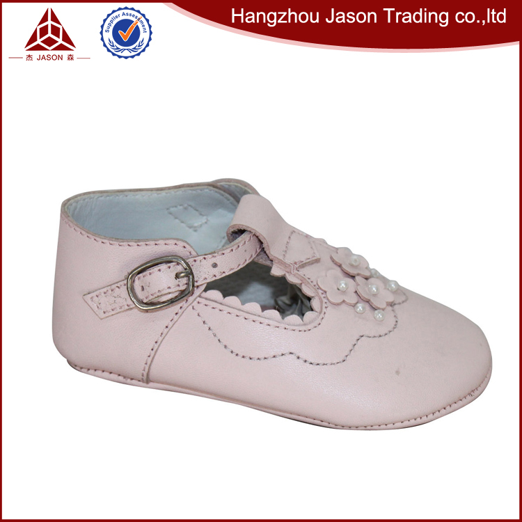 pink color genuine leather italian leather baby shoes soft sole