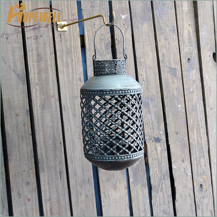 Wholesale Retro Iron Hobby Lobby Hanging Silver Cemetery Candle Lantern