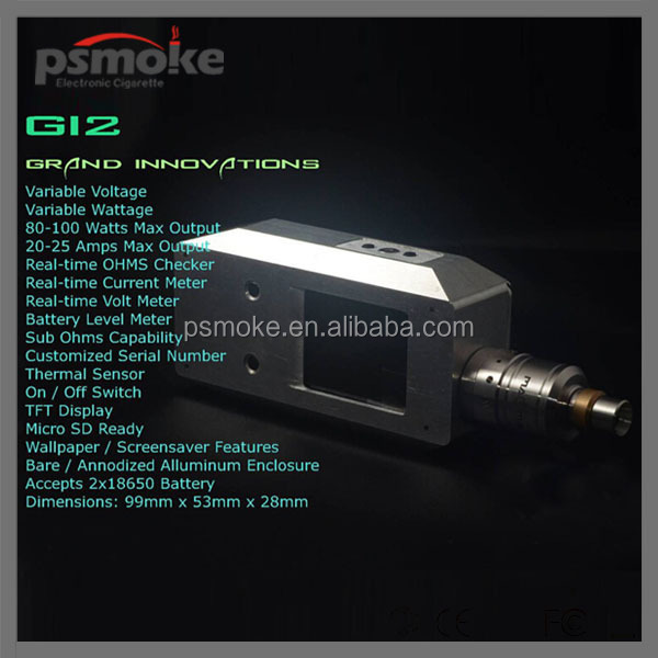 2014 Psmoke 1:1 clone stainless steel dual 18650 battery Gi2 Box Mod 100w