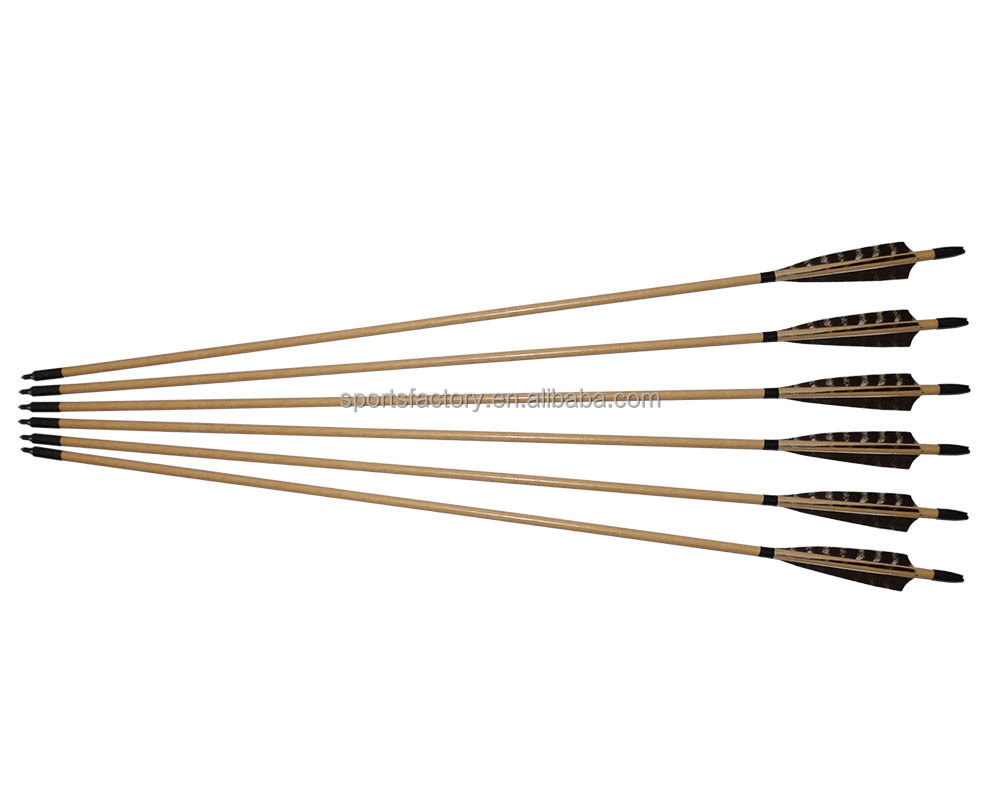 New Hotselling Archery Hunting Wooden Arrows With 5" Turkey Feather