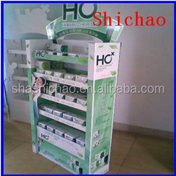 Paper floor display rack two sides cardboard shelf for chewing gum/chutty/cachou