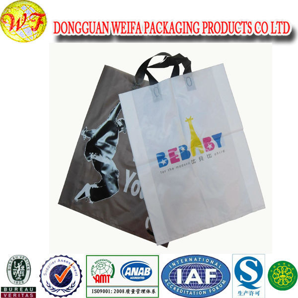 熱い販売の2014年サイドと底マチ付きソフトループハンドルバッグ/プラスチック製の包装袋問屋・仕入れ・卸・卸売り