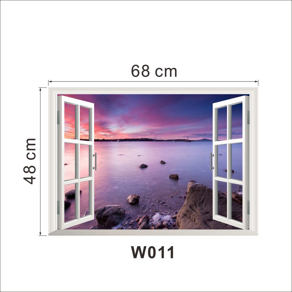 Afneembare 3d zooyoo raam muur stickers strand oceaan op maat ...