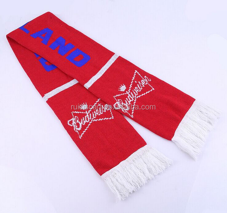 oem綿とポリエステル赤赤スポーツファンのフットボールチームのスカーフのスカーフ仕入れ・メーカー・工場