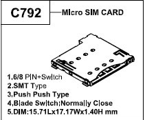 Mup-c792マイクロsimカードコネクタsmtタイプにノーマルクローズ仕入れ・メーカー・工場