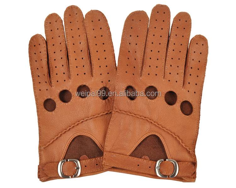 新しいデザイン男性の手縫い通気性ドライビンググローブライトブラウンディアスキンレザー手袋仕入れ・メーカー・工場