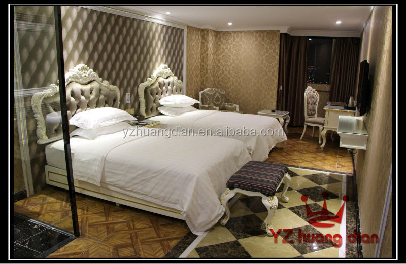 ヨーロッパのクラシックスタイルホテルの豪華なホテルの部屋の家具販売のためのホテルの家具、 無垢の木を彫ったycr025キングサイズベッド仕入れ・メーカー・工場