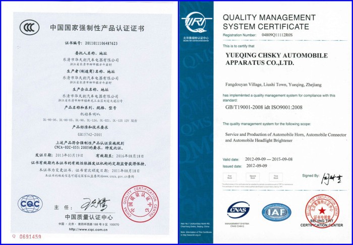 3c and 9001 certification