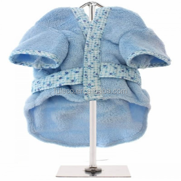 ふわふわの赤ちゃんの販売のための青いフリースフード付きバスローブ問屋・仕入れ・卸・卸売り