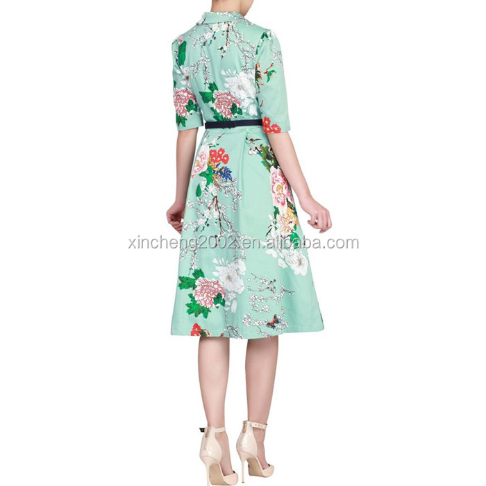 MIKA3002女性フローラルプリントシャツドレス50 sヴィンテージドレス仕入れ・メーカー・工場