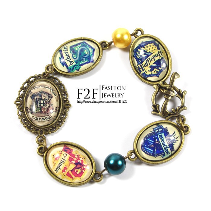 Harry Potter Hogwarts School, Gryffindor, Slytherin, Ravenclaw, Hufflepuff Bracelet Movies Jewelry (2)