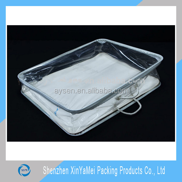 clear pvc plastic button curtain packaging bag with hook