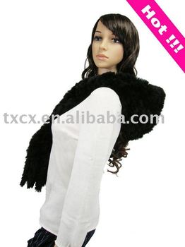 Rabbit Hooded 19D Black scarf  Hat CX hooded C Scarf buy Fur online