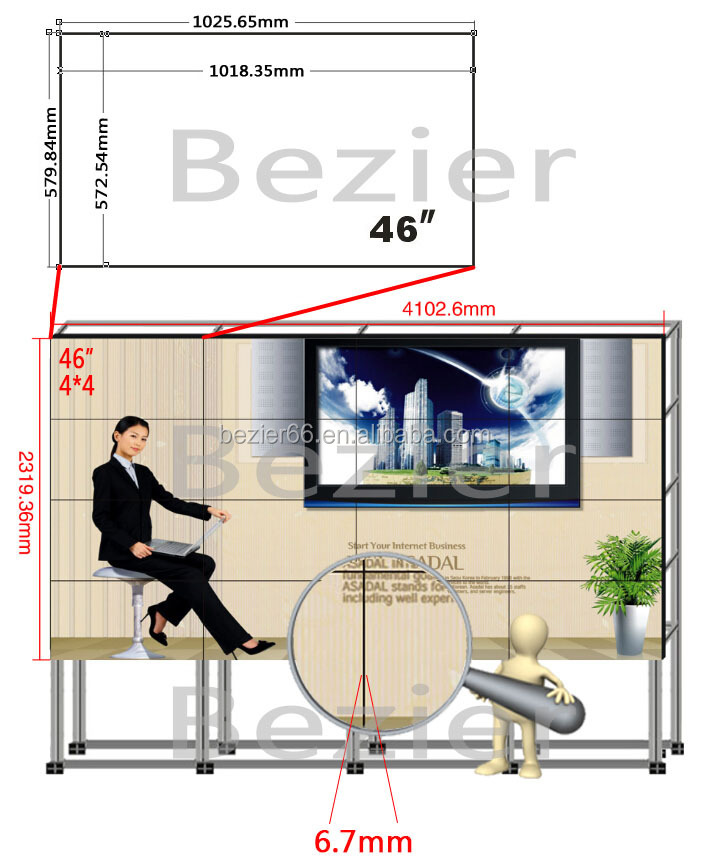 液晶テレビサムスンパネル付き広告のための壁46インチナローベゼル6.7ミリメートルledバックライト仕入れ・メーカー・工場