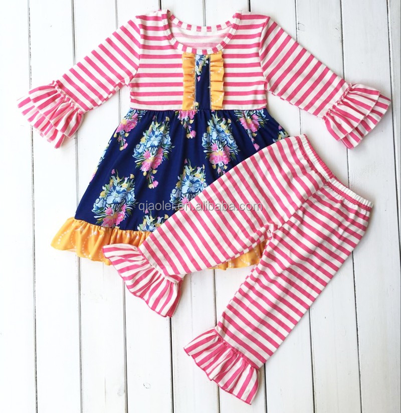 Wholesale Boutique Ruffled Set Cute Baby Christmas Dress Baby Infant