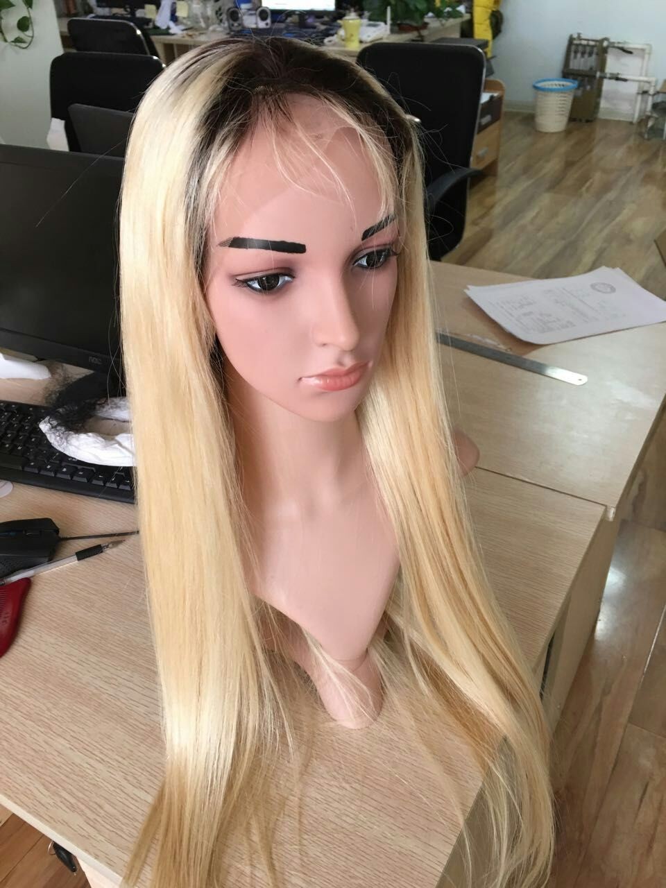 100%人毛2トーン1b/613フルレースかつらセクシーなオンブル処女ブラジル髪 問屋・仕入れ・卸・卸売り