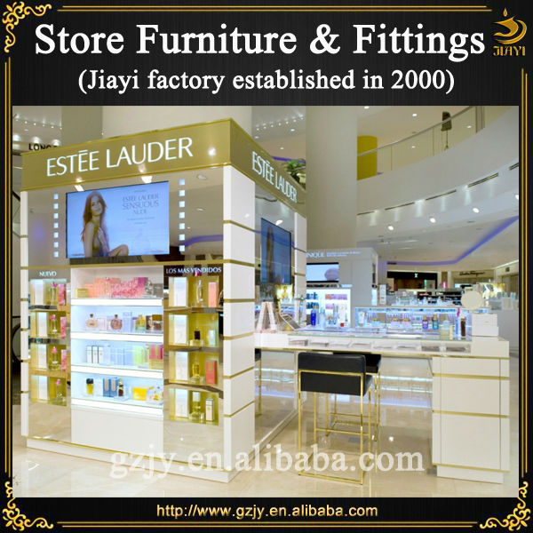 Fashion wood cosmetic display rack stand and glass makeup cabinet showcase for shopping mall skincare product kiosk furniture display design 7-1.jpg