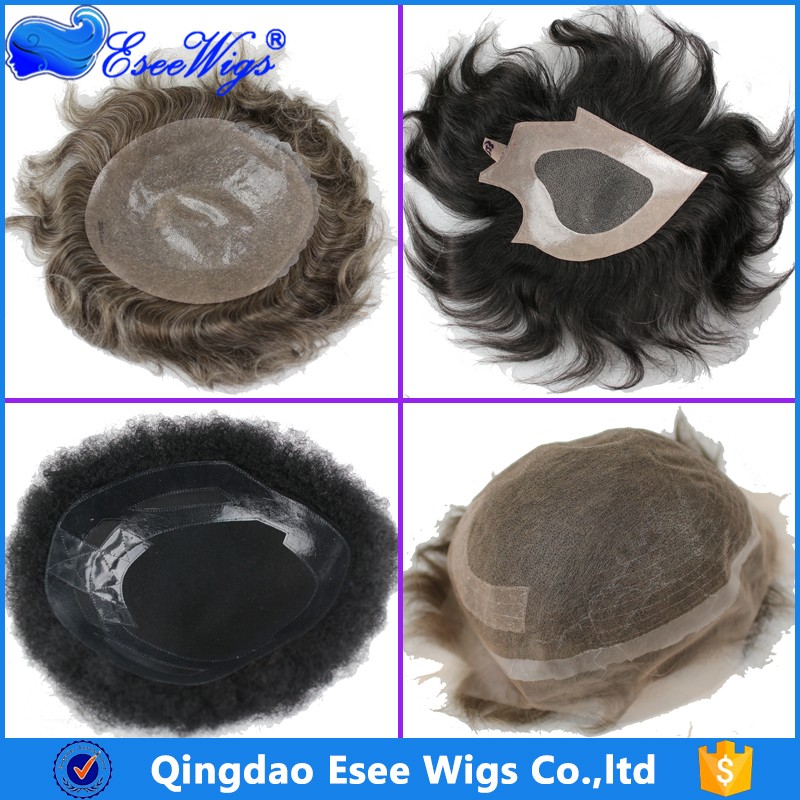 Eseewigsインドレミー本物の人間の髪の毛安いモノフィラメントレースpuヘアピースかつらかつらのための男性と女性 問屋・仕入れ・卸・卸売り