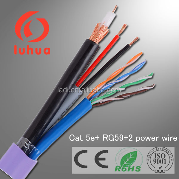 Composite Cable Cat 5e+2/18 Awg Siamese Cable+rg59 Solid Copper - Buy