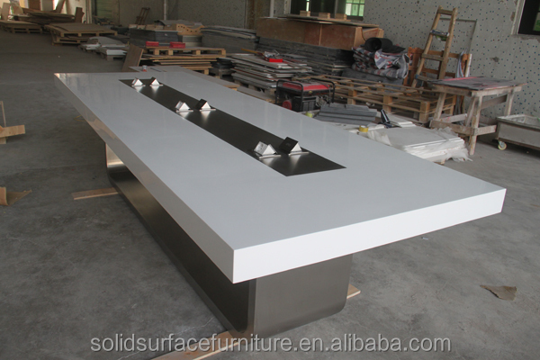 近代的な白い人工引き出し付きの大理石の会議用テーブル仕入れ・メーカー・工場