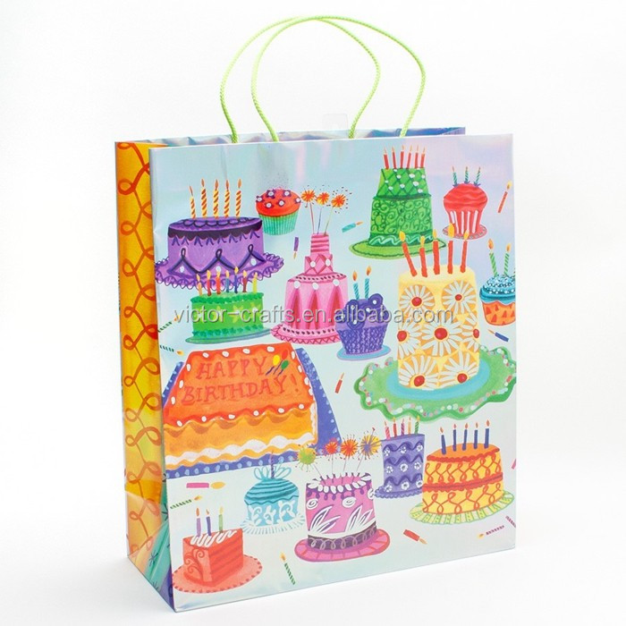 Fun Patterned Cake Jumbo Gift Bag Decoration Handmade Paper