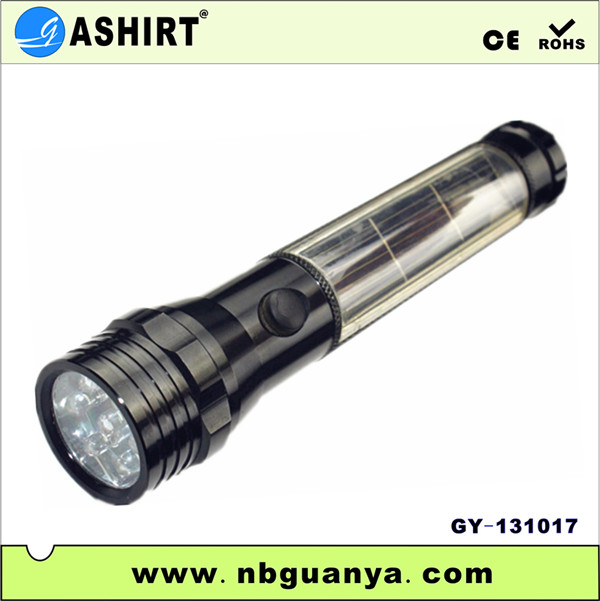 新しいデザイン2014年7個緊急ledがブラックの太陽懐中電灯問屋・仕入れ・卸・卸売り