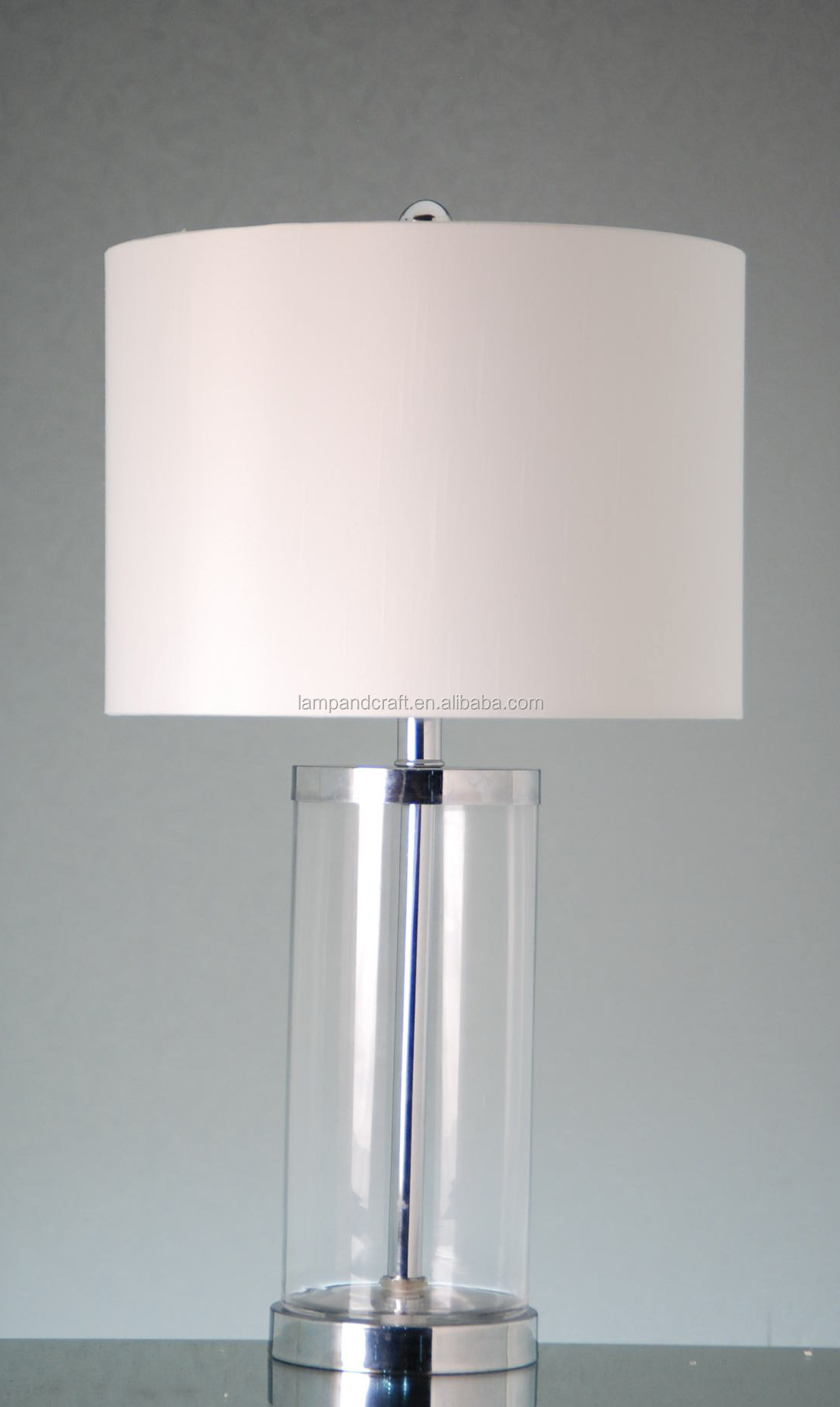 Op voorraad wijn rood glas tafellamp met witte stof lampenkap voor ...