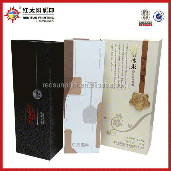 Handmade custom red wine paper box with hot stamping