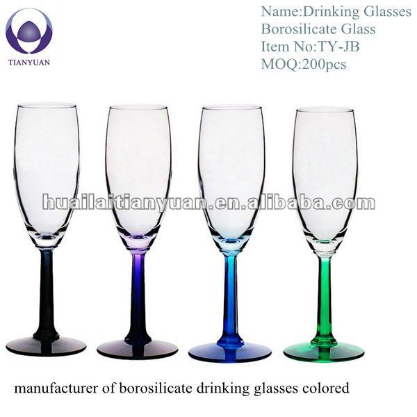 Colored lampworking pyrex borosilicate champagne flute glass
