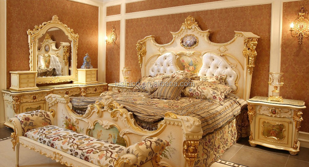 french rococo style royal king size bed/ fantastic palace porcelain