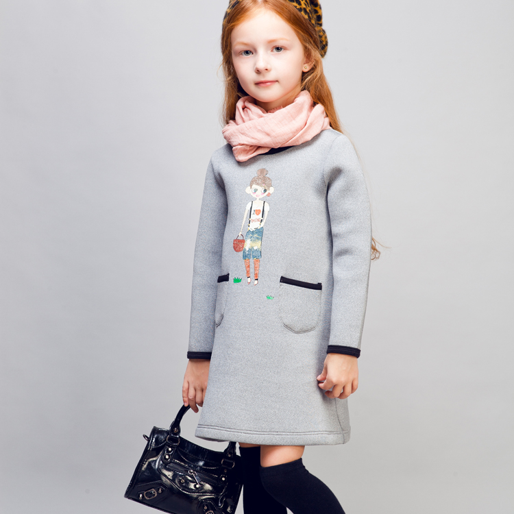 子供ゾーンクール2015秋セータープルオーバー子供の女の子のドレスカジュアルドレスの長い袖の長いガールの服仕入れ・メーカー・工場