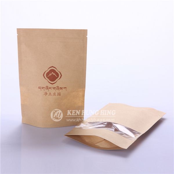 Stand up Kraft Paper Special Tea Bags with Zipper and Window