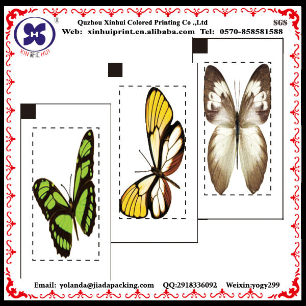 Xinhui custom butterfly temporary tattoo sticker for chewing gum use