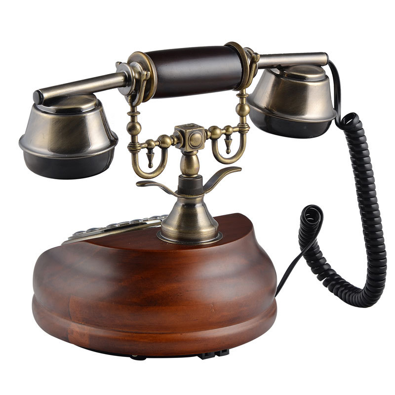 Wooden Hand-painted Corded Telephone Vintage Home Decor Retro Item