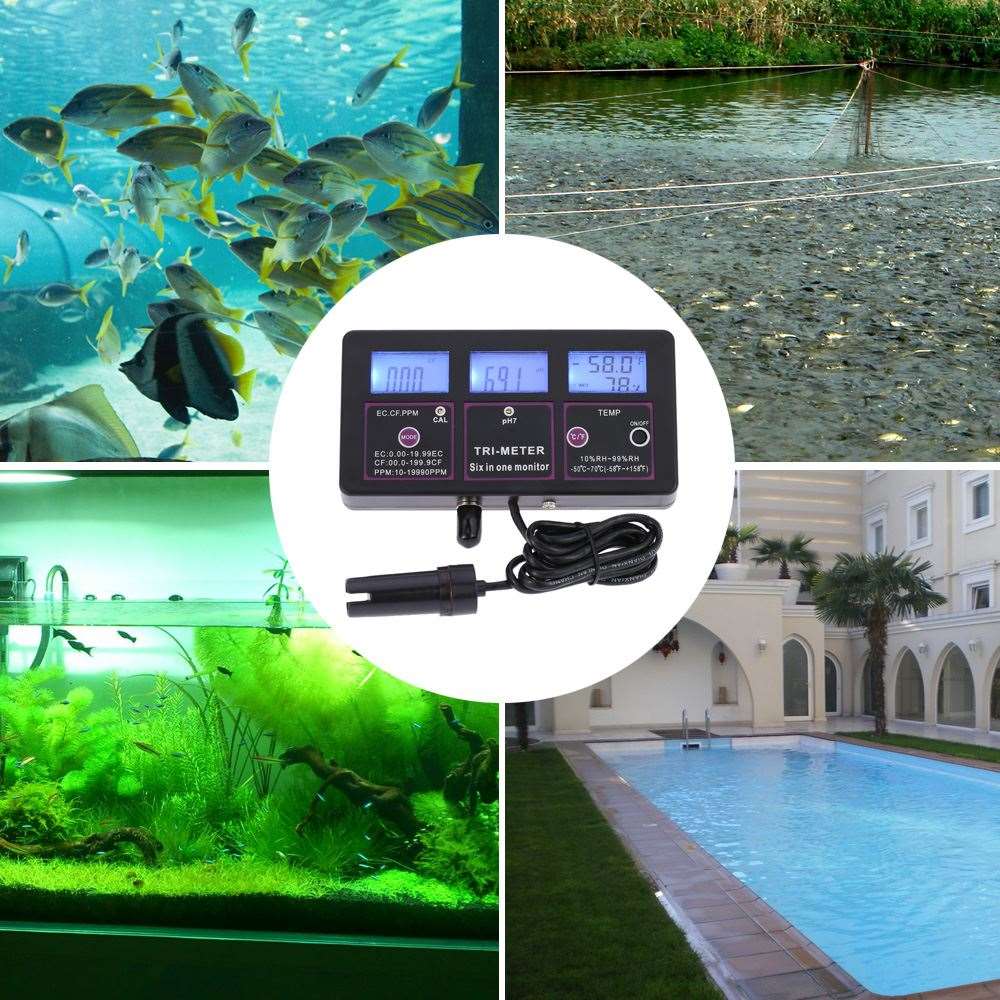 6 in 1 tester di qualità dell'acqua monitor ph metro multi-parametro  acquario contatore per acqua per test ph misuratore teste phmetro