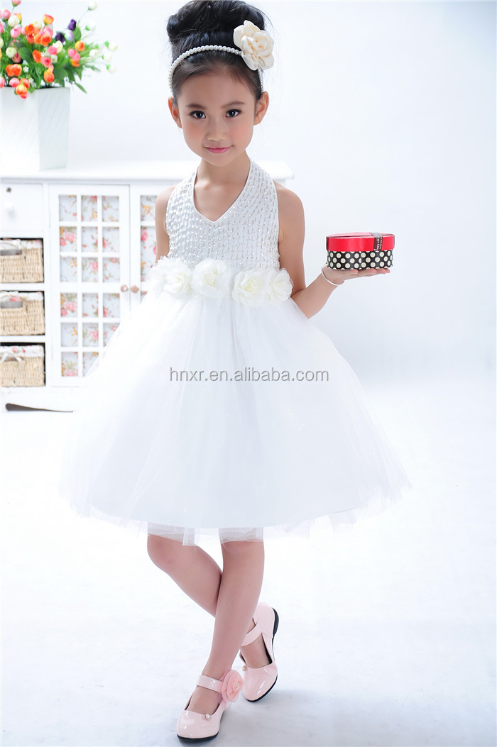 Cheap White Halter Neck Layered Pageant Long White Dress For Girl問屋・仕入れ・卸・卸売り