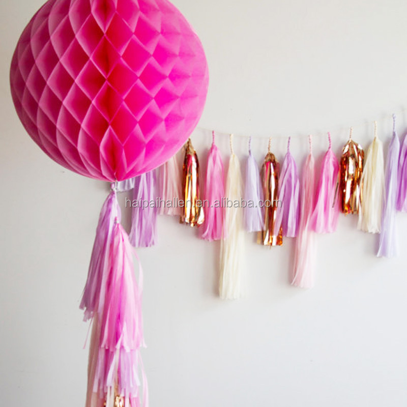 Hanging Decorative Paper Tassel Garland For Garden Party