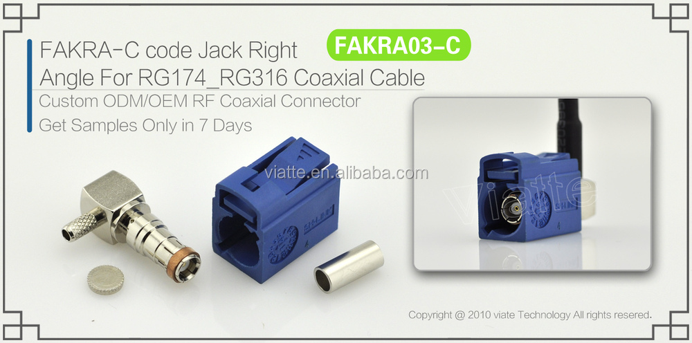 Fakra- cコードjack/メス直角rg174_rg316用同軸ケーブルのコネクター仕入れ・メーカー・工場