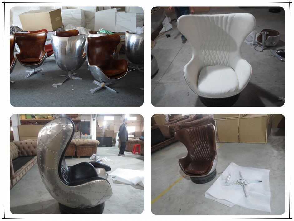 スイベルアルミ金属スピットファイアエアロアビエーター革の卵の椅子仕入れ・メーカー・工場